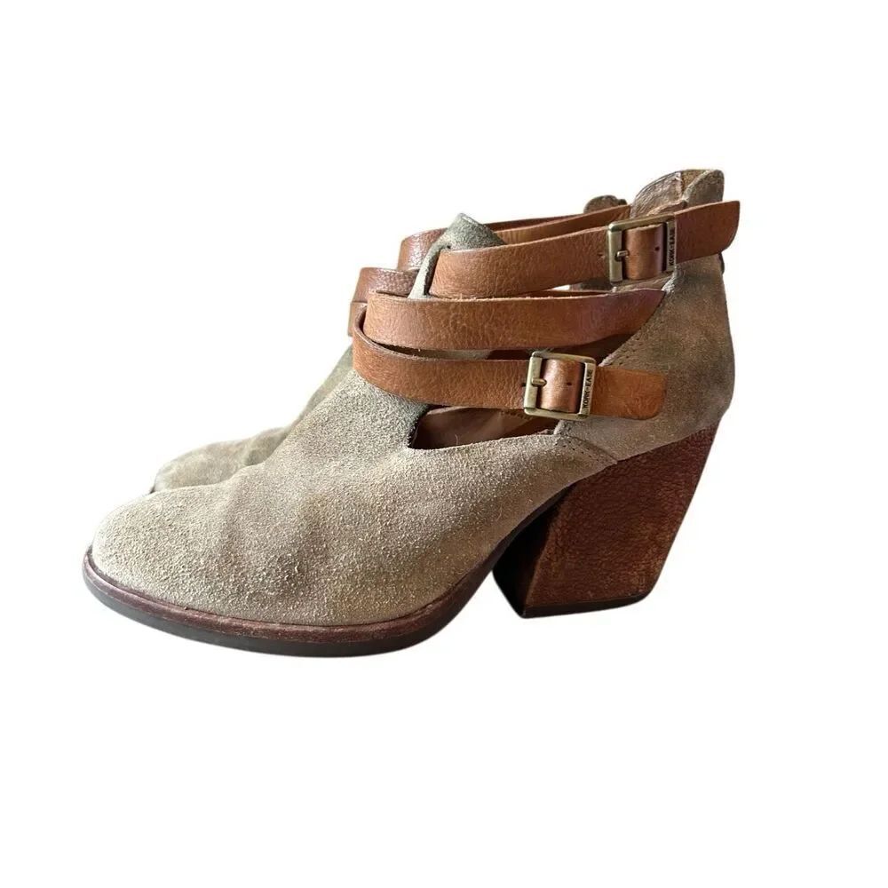 Kork-Ease Women's Stina Tan Suede Strap Ankle Booties sz 6.5M boho, western, cus